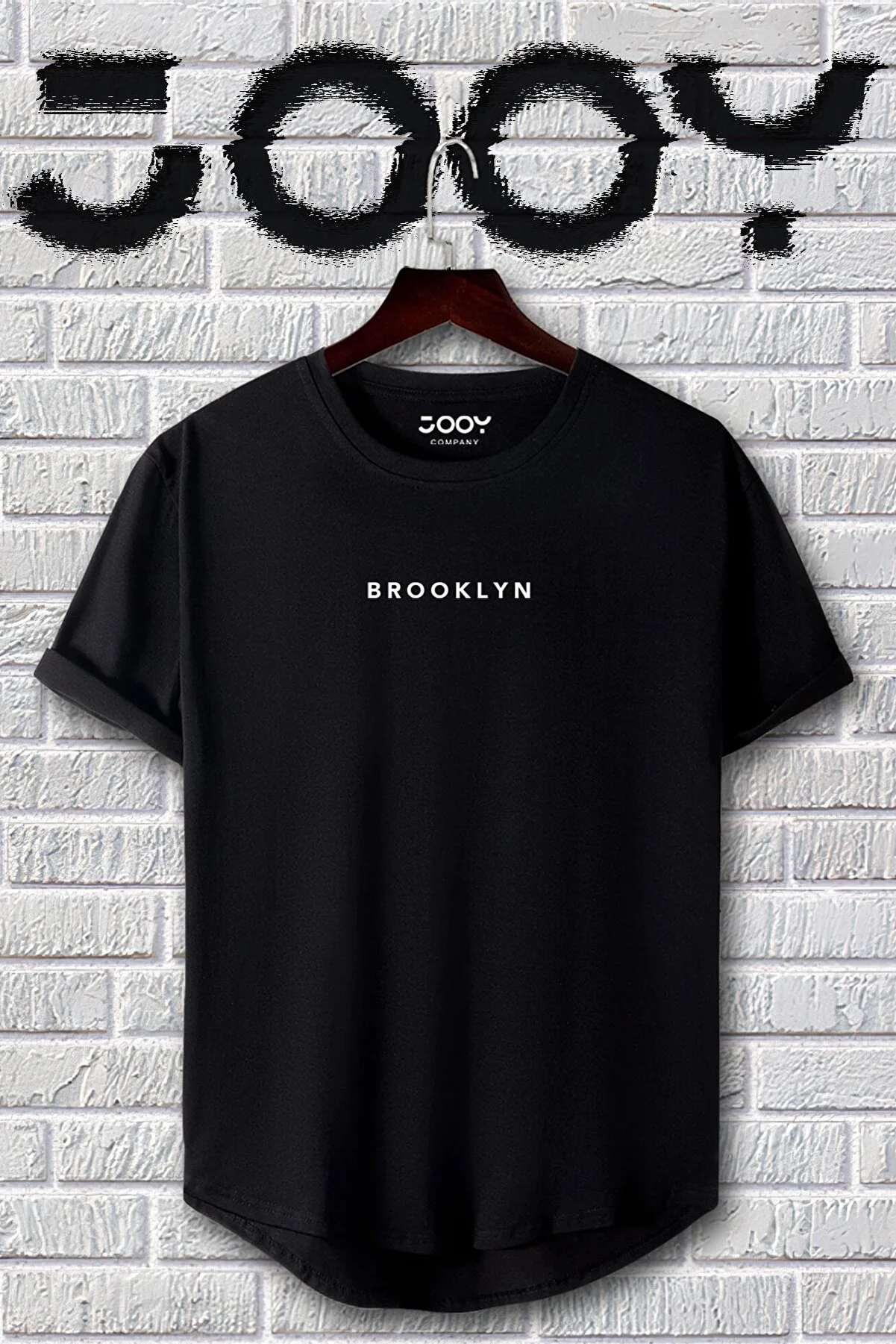 Jooy Company Brooklyn bedrucktes Schwarz-Weiß-T-Shirt mit ovalem Schnitt, 2er-Set 890439857