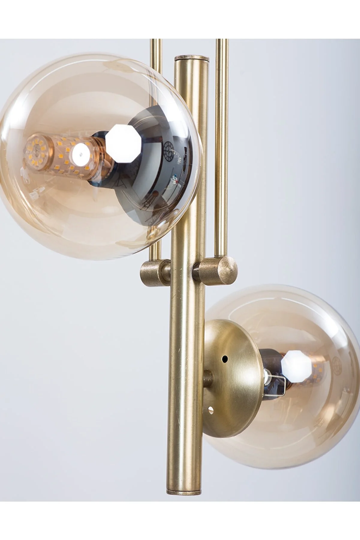 MŞ Lighting Libra Kronleuchter aus Honigglas in Trommeloptik