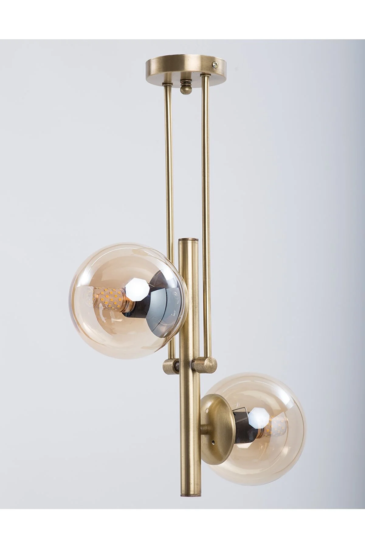 MŞ Lighting Libra Kronleuchter aus Honigglas in Trommeloptik